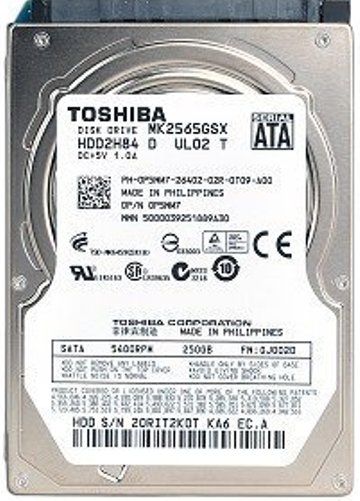 Toshiba MK2565GSX PC & Notebook 2.5-inch Hard Disk Drive, Up to 250GB on 1 Platter, 5400 RPM Rotational Speed, Serial-ATA Revision 2.6 / ATA-8 Drive Interface, Track-to-track Seek 2ms, Average Seek Time 12ms, Buffer Size 8MB, Eco-conscious Design, Durable and Reliable, 600000 MTTF Hours (MK-2565GSX MK 2565GSX MK2565-GSX MK2565 GSX)