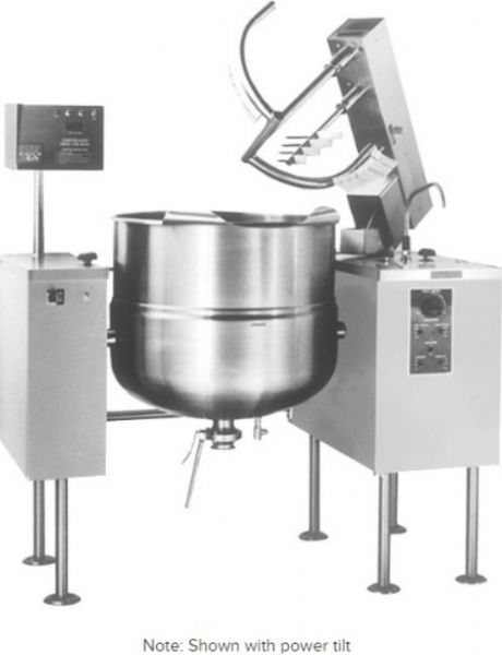 Cleveland MKDL-150-T  Direct Steam Mixer Kettle - 150 Gallon Tilting 2/3 Steam Jacketed , 150 gallon kettle, 15 Amps, 60 Hertz, 3 Phase, 108/240 Voltage, Mixer Features, Floor Model Installation, Partial Kettle Jacket, 1.25