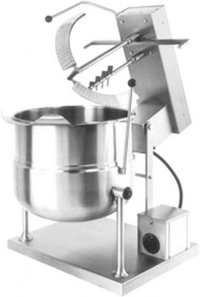 Cleveland MKDT-12-T Tilting 2/3 Steam Jacketed Direct Steam Tabletop Mixer Kettle - 12 Gallon, 7.5 Amps, 60 Hertz, 1 Phase, 120 Voltage, Mixer Features, Floor Model Installation, Partial Kettle Jacket, 1/2
