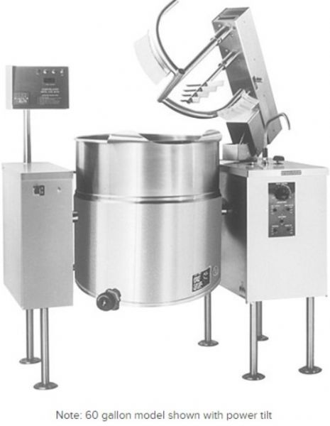 Cleveland MKEL-100-T Tilting 2/3 Steam Jacketed Electric Mixer Kettle, 108.5 Amps, 60 Hertz, 3 Phase, 208/240 Voltage, 29.442 - 39.198 Kilowatts Wattage, Mixer Features, Floor Model Installation, Partial Kettle Jacket, Electric Power, Tilting Style, Single Kettle, 1/2