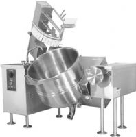 Cleveland MKGL-80-T Tilting 2/3 Steam Jacketed Gas Mixer Kettle, 50 PSI steam jacket rating, 80 gallon kettle 190,000 BTU, Mixer Features, 3/4" Gas Inlet Size, Floor Model Installation, Partial Kettle Jacket, Gas Power Type, Tilting Style, Kettle Type Single, 3 hp agitator, scraper, and bridge lift, 3" diameter butterfly valve for easy dispensing of product, Gallon markings along the inside of the kettle (MKGL-80-T MKGL 80 T MKGL80T) 