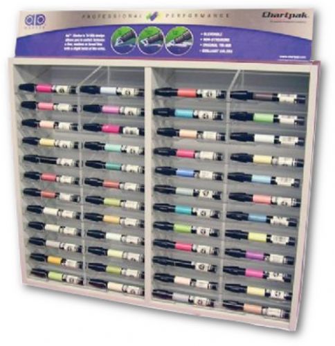 Chartpak MKR48D AD, Marker Display; Chartpak offers its permanent xylene-based color AD Marker with three distinct line weights in one nib; Brilliant, sparkling color delivered in fine point, medium weight, or broad strokes with just a twist of the wrist; Non-toxic, solvent-based markers do not streak or feather and are ideal for artistic use on traditional and non-traditional surfaces such as paper, acrylics, ceramics, and more; Dimensions 24.50
