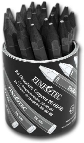 Finetec ML 420 Graphite Crayon Display; Large format graphite sticks produce very dark lines; No-roll hexagonal shape allows for varied application, from broad, shaded areas to fine details; Each stick measures 4.63