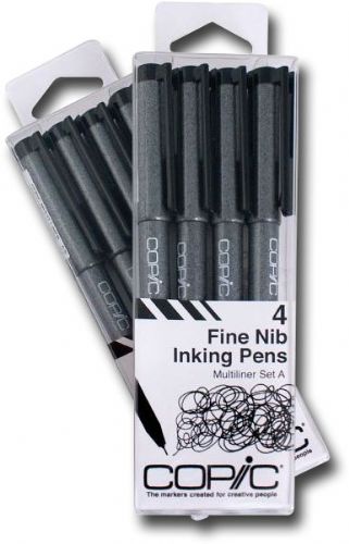 Copic MLAFINE Multiliner (Disposable), Pen Set; These precision drawing pens contain permanent, waterproof, pigment based ink that will not bleed into Copic markers; Disposable, plastic barrel, available in a variety of sizes, including unique brush tips, to offer distinctive line variation; Ideal for fine art, design, comics, sketching, and papercrafting; UPC COPICMLAFINE (COPICMLAFINE COPIC MLAFINE COPIC-MLAFINE)