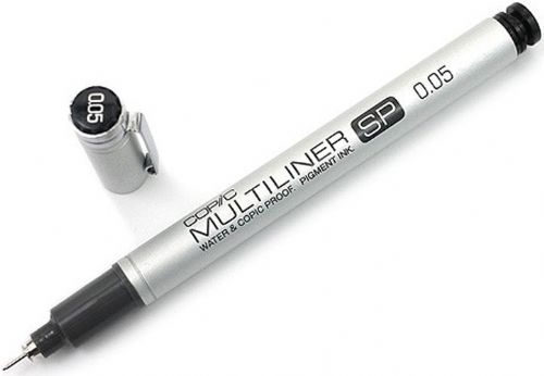 Copic MLSP005 Multiliners SP (Refillable), Black Pen 0.05 mm; Waterproof, pigment based, refillable pens with replaceable nibs; Each pen is made from durable aluminum; Compatible with Copic markers; Pigment Based Inking Pens; Aluminum Body; Refill Cartridges; Replaceable Tips; Black in 10 sizes - including 0.03 mm thru Brush; Waterproof And Archival; UPC COPICMLSP005 (COPICMLSP005 COPIC MLSP005 MLSP 005 COPIC-MLSP005 MLSP-005)