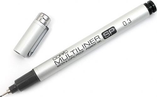 Copic MLSP03 Multiliner SP (Refillable), Black Pen 0.3 mm; Waterproof, pigment based, refillable pens with replaceable nibs; Each pen is made from durable aluminum; Compatible with Copic markers; Pigment Based Inking Pens; Aluminum Body; Refill Cartridges; Replaceable Tips; Black in 10 sizes - including 0.03 mm thru Brush; Waterproof And Archival; UPC COPICMLSP03 (COPICMLSP03 COPIC MLSP03 MLSP 03 COPIC-MLSP03 MLSP-03)
