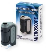 Carson MM-300 LED MicroBrite Plus Pocket Microscope; This pocket microscope has a powerful 60 to 120x magnification with an extremely lightweight and portable design; It features a built in LED light that provides a bright, clear image and a rubberized eyepiece for comfortable viewing; UPC 750668011176 (MM-300 MM300 CMM300 MICROSCOPE-MM-300 CARSONMM-300 CARSON-MM-300) 