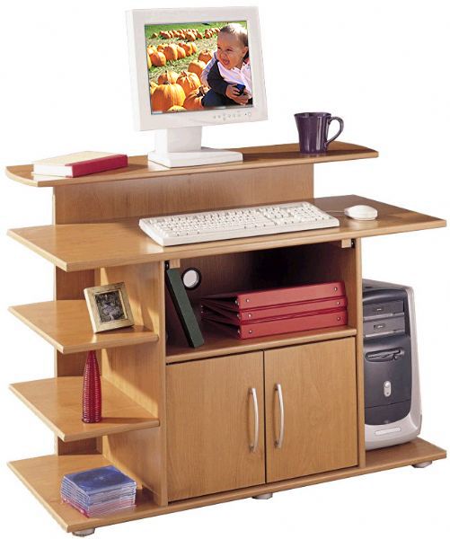 Bush MM39405 Computer Base Natural Cherry Mobiletech Collection, CPU shelf keeps computer off the floor, Large keyboard shelf/work surface, Side storage shelves for supplies, Concealed storage for supplies or miscellaneous items, Large open center shelf for peripherals or storage, 85 lbs Weight (MM-39405  MM 39405  MM3940  MM394)