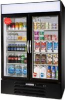 Beverage Air MMF44-1-B-LED Marketmax Hinged Glass Two Door Freezer Merchandiser, Black; 45 cu.ft. capacity; 3/4 Horsepower; 60" Depth with Door Open 90°; LED lighting provides hidden light source for increased product visibility; Brightly lighted sign panel used for merchandising and storage of frozen food, frozen novelty items and cold product (MMF441BLED MMF441-BLED MMF44-1B-LED MMF44-1-B MMF44) 