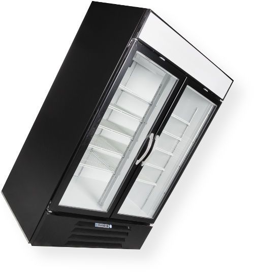 Beverage Air MMF49-1-B-LED Marketmax 2 Glass Door Merchandising Freezer with LED Lighting and Swing Doors , 13.8 Amps, 60 Hertz, 1 Phase, 115 Volts, Doors Access Type, 49 Cubic Feet Capacity, Black Color, Bottom Mounted Compressor, Swing Door Style, Glass Door Type, 3/4 Horsepower, Freestanding Installation Type, 2 Number of Doors, 10 Number of Shelves, 2 Sections, 61.75