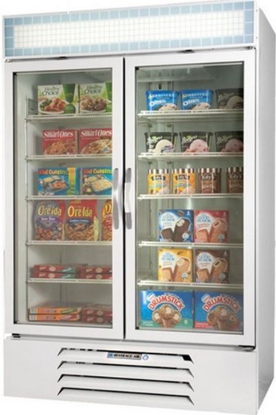 Beverage Air MMF49-1-W-LED Marketmax 2 Glass Door Merchandising Freezer with LED Lighting and Swing Doors , 13.8 Amps, 60 Hertz, 1 Phase, 115 Volts, Doors Access Type, 49 Cubic Feet Capacity, White Color, Bottom Mounted Compressor, Swing Door Style, Glass Door Type, 3/4 Horsepower, Freestanding Installation Type, 2 Number of Doors, 10 Number of Shelves, 2 Sections, 61.75