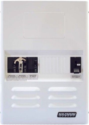 Magnum Energy MMP250-60S Mini Magnum Panel with 250ADC Breaker and 60A Single Pole AC Input Breaker, Only 12.5 wide x 18 tall x 8 deep, Enclosure is steel construction with durable white powder coat finish, Battery/inverter DC disconnect breaker, Inverter AC input overcurrent protection breakers (MMP25060S MMP250 60S MMP-250-60S MMP 250-60S MMP-25060S) 