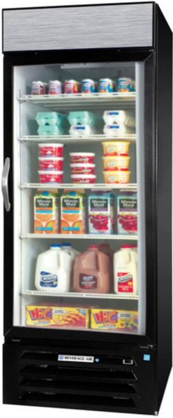Beverage Air MMR23HC-1-B Black Marketmax Refrigerated Glass Door Merchandiser with LED Lighting, 23 cu. ft. Capacity, 5.8 Amps, 60 Hertz, 1 Phase, 115 Voltage, Right Hinge Location, 1/3 HP Horsepower, 1 Number of Doors, 5 Number of Shelves, 1 Sections, 36 - 38 F Temperature Range, 24