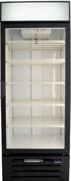 Beverage Air MMR27HC-1-B Black Marketmax Refrigerated Glass Door Merchandiser with LED Lighting, 27 cu. ft. Capacity, 5.8 Amps, 60 Hertz, 1 Phase, 115 Voltage, Right Hinge Location, 1/3 HP Horsepower, 1 Number of Doors, 5 Number of Shelves, 1 Sections, 36 - 38 F Temperature Range, 27