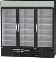 Beverage Air MMR72HC-1-B Black Marketmax Refrigerated Glass Door Merchandiser with LED Lighting, 72 cu. ft. Capacity, 9.9 Amps, 60 Hertz, 1 Phase, 115 Voltage, 1/2 HP Horsepower, 3 Number of Doors, 15 Number of Shelves, 1 Sections, 36° - 38° F Temperature Range, 72" W x 28.50" D x 61.75" H Interior Dimensions, Bottom Mounted Compressor Location, Black Finish (MMR72HC-1-B MMR72HC 1 B MMR72HC1B) 