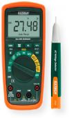  Extech MN62-K-NIST True RMS Multimeter with AC Voltage Detector Kit; NIST compliance; MN62 True RMS Multimeter; True RMS for accurate readings of noisy, distorted or non sinusoidal waveform; VFC Low pass filter for accurate measurement of variable frequency drive signals; 10 functions including Frequency and Capacitance; UPC EXTECHMN62KNIST (MN62-K-NIST MN62K-NIST MULTIMETER-MN62-K-NIST EXTECHMN62-K-NIST EXTECH-MN62-K-NIST EXTECH-MN62K-NIST) 