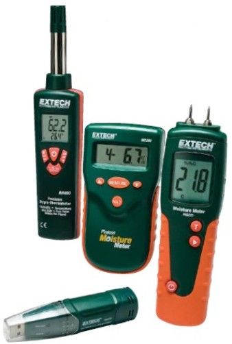 Extech MO280-RK Restoration Contractor's Kit, A Complete Solution for the Restoration Contractor; Includes MO280 Pinless Moisture Meter, MO220 Wood Moisture Meter, RH490 Precision Hygro-Thermometer, RHT10 Humidity/Temperature USB Datalogger; Includes rugged heavy duty hard carrying case that provides protection and organization for the meters and accessories; UPC: 793950482827 (EXTECHMO280RK EXTECH MO280-RK RESTORATION)