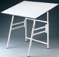 Alvin MODEL XII-3-XB Professional Drafting Table, Warp-free white Melamine drawing board, Angle adjustment from 0° to 45°, Height adjusts from 29 " to 45 " in the horizontal position, Folds quickly and easily to 4" width for portability, Base is 1 " heavy-gauge square steel tubing, Non-skid self-leveling feet (XII 3 XB XII3XB MODELXII3XB MODEL XII 3 XB MODEL-XII-3-XB) 