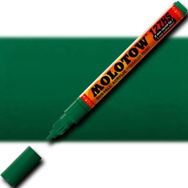 Molotow 127209 Extra Fine Tip, 2mm, Acrylic Pump Marker, Mr. Green; Premium, versatile acrylic-based hybrid paint markers that work on almost any surface for all techniques; Patented capillary system for the perfect paint flow coupled with the Flowmaster pump valve for active paint flow control makes these markers stand out against other brands; EAN 4250397600123 (MOLOTOW127209 MOLOTOW 127209 M127209 ACRYLIC PUMP MARKER ALVIN MR. GREEN)