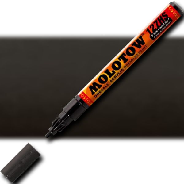 Molotow 127212 Extra Fine Tip, 2mm, Acrylic Pump Marker, Signal Black; Premium, versatile acrylic-based hybrid paint markers that work on almost any surface for all techniques; Patented capillary system for the perfect paint flow coupled with the Flowmaster pump valve for active paint flow control makes these markers stand out against other brands; EAN 4250397600154 (MOLOTOW127212 MOLOTOW 127212 M127212 ACRYLIC PUMP MARKER ALVIN SIGNAL BLACK)