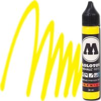 Molotow 693006 Acrylic Marker Refill, 30ml, Zinc Yellow; Premium, versatile acrylic-based hybrid paint markers that work on almost any surface for all techniques; Patented capillary system for the perfect paint flow coupled with the Flowmaster pump valve for active paint flow control makes these markers stand out against other brands; All markers have refillable tanks with mixing balls; EAN 4250397601649 (MOLOTOW693006 MOLOTOW 693006 ACRYLIC MARKER 30ML ZINC YELLOW) 