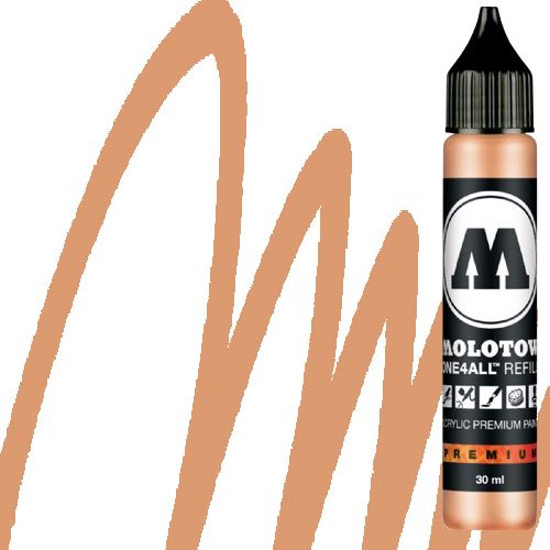 Molotow 693117 Acrylic Marker Refill, 30ml, Peach Pastel; Premium, versatile acrylic-based hybrid paint markers that work on almost any surface for all techniques; Patented capillary system for the perfect paint flow coupled with the Flowmaster pump valve for active paint flow control makes these markers stand out against other brands; All markers have refillable tanks with mixing balls; EAN 4250397601793 (MOLOTOW693117 MOLOTOW 693117 ACRYLIC MARKER 30ML PEACH PASTEL)