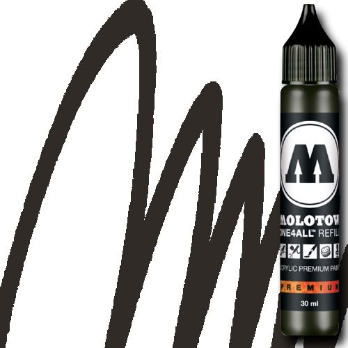 Molotow 693180 Acrylic Marker Refill, 30ml, Signal Black; Premium, versatile acrylic-based hybrid paint markers that work on almost any surface for all techniques; Patented capillary system for the perfect paint flow coupled with the Flowmaster pump valve for active paint flow control makes these markers stand out against other brands; All markers have refillable tanks with mixing balls; EAN 4250397601830 (MOLOTOW693180 MOLOTOW 693180 ACRYLIC MARKER 30ML SIGNAL BLUE)