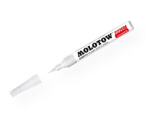 MOLOTOW M211011 Empty Brush Marker; Mix colors from Molotow refills then fill into these for custom marker colors; Adding water creates transparent effects; Shipping Weight 0.04 lb; Shipping Dimensions 6.25 x 0.6 x 0.6 in; EAN 4250397611242 (MOLOTOWM211011 MOLOTOW-M211011 MARKER DRAWING)