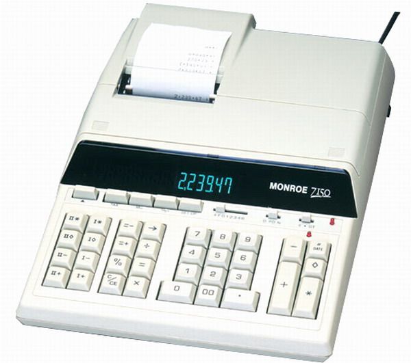 Monroe 7150 Desktop 14 Digit Print & Display Calculator, Fast 5.0 lines per second print speed; Large, bright, easy to read display, Automatic tax increase-decrease, Paper Saver Mode (MONROE7150 MONROE-7150 7150)