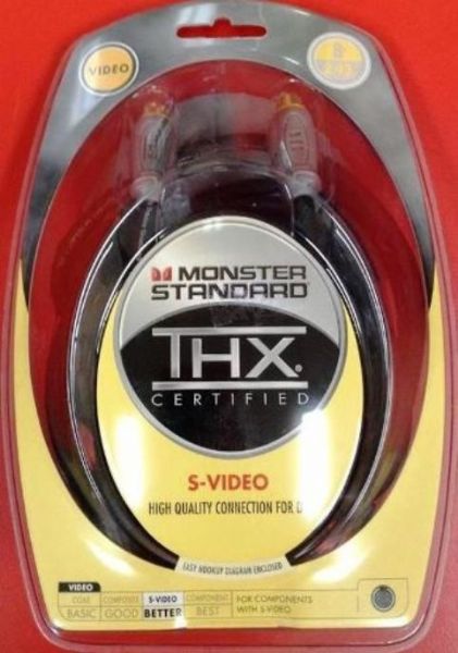 Monster 126042 model THX V100 SV-8 Video cable, S-Video Interface Supported, Dual coaxial Technology, Color-coded connectors, gold-plated connectors Additional Features, 8 ft Length, UPC 050644304354 (126042 THXV100SV8 THX-V100-SV-8 THX V100 SV 8 126042-00 12604200)