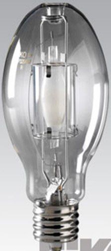 Eiko MP320/BU model 81053 Metal Halide Light Bulb, 320 Watts, Clear Coating, 8.3/211.2 MOL in/mm, 20000 Avg Life, ED-28 Bulb, EX39 Mogul Screw with Long Prong Base, Pulse Start & UV Shielded Special Desc, 5.00/127.0 LCL in/mm, 4000 Color Temperature Degrees of Kelvin, 70 CRI, BU Burning Position, 31000 Approx Initial Lumens, 5000 Approx Mean Lumens 2, 53 mg Mercury Content, UPC 031293810533 (81053 MP320BU MP320-BU MP320 BU EIKO81053 EIKO-81053 EIKO 81053)