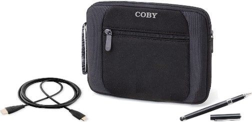 Coby MPA-KIT8-1 Universal Tablet Accessory Kit, Includes Protective Case, Black Capacitive Stylus-Pen (2-in-1) and High Speed 6ft. HDMI Cable; Fits most Tablets with up to a 8.0 inch screen, Internal strap adjusts to many sizes and form factors, Slim durable neoprene with cushions protects your device, UPC 716829737804 (MPAKIT81 MPAKIT8-1 MPA-KIT81)