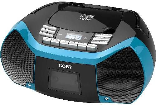 Coby MPCD101BL Cassette Radio Player/Recorder with MP3, Black/Blue; CD player with MP3 support as well as an AM/FM radio with analog tuning; Includes auto stop and recording capabilities; 6 key auto stop cassette recorder; Plug in your mp3 player, smartphone, or other audio device to the 3.5mm AUX input; Include a high contrast LCD, stereo speakers, and a convenient carry handle; UPC 812180025656 (MPCD-101BL MPCD 101BL MPCD101B MPCD101)