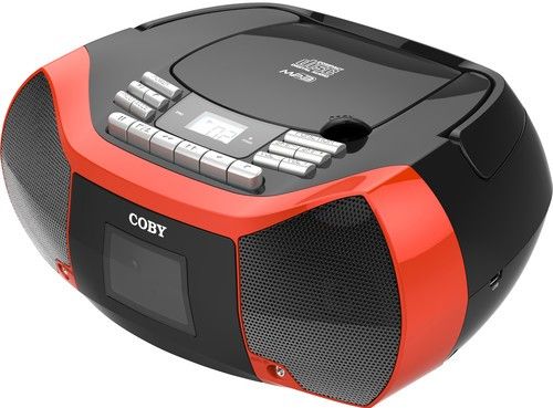 Coby MPCD102-RED CD Cassette Radio Player and Recorder with MP3 and USB, Red, AM/FM stereo digital PLL tunning, 6 key auto stop cassette recorder, High contrast large LCD display, Reads CD-Readable-(CD-R) discs, CD-MP3/USB Playback capability, High-output stereo speakers will fill your home with dynamic audio, UPC 812180026028 (MPCD102RED MPCD102 RED MPCD-102-RED MPCD 102-RED) 