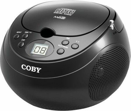 Coby MPCD170-BLK Portable Boombox, Black, Top-loading CD player with MP3 support, AM/FM radio with telescoping antenna, LCD display, Lightweight, portable design, Foldable handle, 3.5mm AUX Audio Jack, UPC 812180020415 (MPCD170BLK MPCD170 BLK MPCD-170-BLK MPCD 170-BLK) 