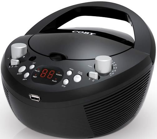 Coby MPCD291 Portable MP3/CD Stereo Player with USB Port, Top-loading MP3/CD player, USB port for for playing MP3/WMA files from USB Flash Drives, Programmable track memory, AM/FM radio, Telescopic FM antenna, High-output stereo speakers, Requires 6 x 