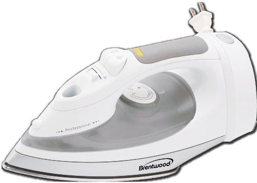 Brentwood MPI-57 Steam Iron with Cord Storage, White, Adjustable Heat Control, Dry, Steam, Spray Settings, Vertical Steam Settings, Cord Storage Retractable Function, Non Stick Coating, Power Indicator Light, cETL Approval, UPC 857749002112 (MPI57 MPI 57 MP-I57)