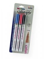 Marvy MR125-3B DecoColor Calligraphy Paint Markers 3-Color Set B; Create beautiful lettering with calligraphy paint markers; Design elegant personalized gifts, invitations, documents and announcements; Markers feature a flat chisel point 2 mm nib; Oil based paint formula allows for a gloss finish to any non-porous surface; Acid free; Light fast; UPC 028617125572 (MARVYMR1253B MARVY-MR1253B DECOCOLOR-MR125-3B MARVY/MR125/3B MR1253B CRAFT CALLIGRAPHY) 