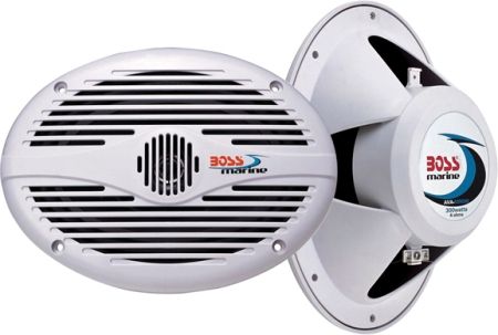 Boss Audio MR690 Two-Way Coaxial Marine Speaker, White, 400 Watts Total Power, 6