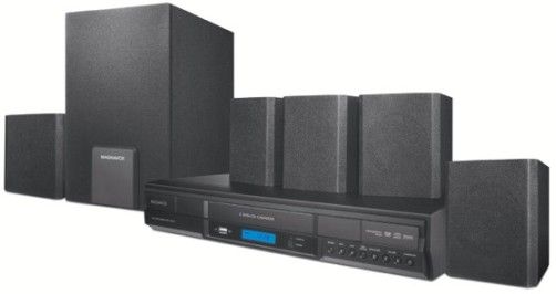 Magnavox MRD310 Remanufactured DVD Home Theater System, Plays DVD, DVD+R/RW and DVD-R/RW, CD, CD-R/RW, MP3-CD and Picture CD (JPEG), Progressive Scan (3:2 Pull Down) via Component Video Output, 6 channel Dolby Digital decoding, 5 disc changer for endless movies and music, Compact satellite speakers, Built-in AM/FM Tuner, UPC 609585132825 (MRD-310 MRD 310 MRD310-R)