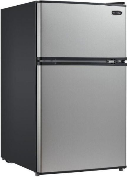 Whynter MRF-340DS Energy Star Stainless Steel Compact Refrigerator/Freezer in Black, 2.4 cu. ft. Capacity Refrigerators, 3.4 cu. ft. Capacity Total, 1 Number of Fresh Food Shelves, 23