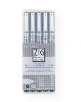 Zig MS/5VB Memory System-Millennium 5-Piece Pen Set Black; Featuring archival quality pigment ink with acid-free, lightfast, waterproof, fadeproof, and non-bleeding qualities; Set includes black pens in 5 sizes: .005 tip, .01 tip, .3mm, .03 tip, .05 tip, .08 tip; Contents subject to change; Shipping Weight 0.13 lb; Shipping Dimensions 2.00 x 0.67 x 0.83 in; UPC 015586475180 (ZIGMS5VB ZIG-MS5VB MEMORY-SYSTEM-MILLENNIUM-MS/5VB ZIG/MS5VB MS5VB OFFICE ARTWORK CRAFT) 