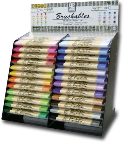Zig MS-7700/DP12D Brushables, Marker Display Assortment; Two color tones in one marker; Great for layering effects with two tones of the same color housed in one barrel with brush tips on both ends; Water-based pigment ink is photo-safe, lightfast, odorless, xylene and acid-free; UPC 847340007098 (ZIGMS7700DP12D ZIG MS7700DP12D MS 7700DP12D MS 7700 DP12D ZIG-MS7700DP12D MS-7700DP12D MS-7700-DP12D)