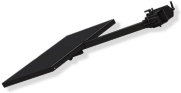 Crimson MS9S Side/Laptop Shelf; Holds components weighing up to 35 lb; Easily adjusted after installation without use of tools; Continuous vertical adjustment; Continuous side to side adjustment - 45 degrees in front and 45 degrees behind display; Retracts for transporting and storage; Compatible with all M90 carts, S90 stands; UL Certified; UPC 0815885015953; Weight 22 Lbs; Dimensions 34