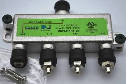 DirecTV MSPLIT4 Signal SWM 4-way Splitter, One Port Power Passing Weather Se, Frequency Range 2000 kHz to 2150 MHz (MSPLIT-4 MSPLIT SPLIT4-MRV SPLIT4MRV) 