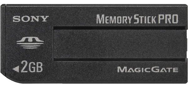 Sony MSX-2GS; model Memory Stick PRO 2GB, Available Storage Capacity: 1.85 GB, Interface: 10-pin Serial Memory Stick Interface and 4-pin Parallel, Operating Voltage: 2.7V - 3.6V