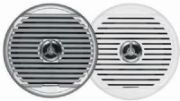 Jensen MSX65R 6.5" Waterproof Coaxial Speakers (Pair), 75 Watts Max Power Handling, 65Hz - 20kHz Usable Frequency Response, 4 Ohms Impedance, 2.3" Mounting Depth, Rubber Suspension and Surround, Poly-propylene Woofer Cone Material, Snap Style Drille, Flush Mount, Includes 2 Speakers and 4 Grille Options (2 White & 2 Silver), UPC 681787015564 (MS-X65R MSX-65R MSX 65R MSX65) 
