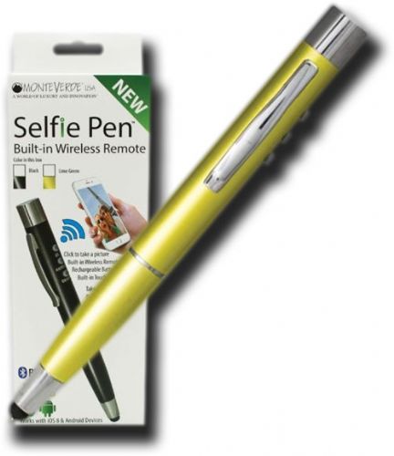 Monteverde MV20593 Lime Selfie Pen, A pen that wirelessly synchronizes via Bluetooth with your phone or tablet allowing you to remotely take pictures, Works with iOS or Android, Rechargeable battery, Also doubles as a ballpoint pen, Lime barrel and black ink, UPC 080333205938 (MONTEVERDEMV20593 MONTEVERDE MV20593 MV 20593 MV-20593)