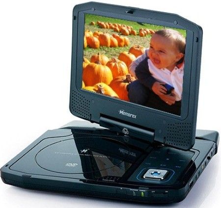 Memorex MVDP1088 Refurbished 8.4'' Swiveling Widescreen Portable DVD Player, 16:9/4:3 selectable aspect ratio, DVD/CD player with built-in MP3 decoder, Plays DVD, DVD+R/+RW, DVD-R/-RW, CD+R/+RW, CD-R/-RW, audio CD, MP3 CD, and picture CD, Standard and mini disc compatible, On-screen graphical user interface (MV-DP1088 MVD-P1088 MVD P1088 MVDP-1088)
