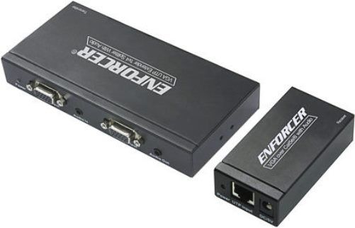 Seco-Larm MVD-V1501-1Q ENFORCER Active VGA Extender over Cat5e/6 with Audio and 1-in 5-Out; Transmits VGA signals from personal computers, DVRs, video splitters, to CRT or LCD monitors or VGA projectors; Local output allows for playback at a local station as well as remote stations; UPC 676544010401 (MVDV15011Q MVDV1501-1Q MVD-V15011Q) 